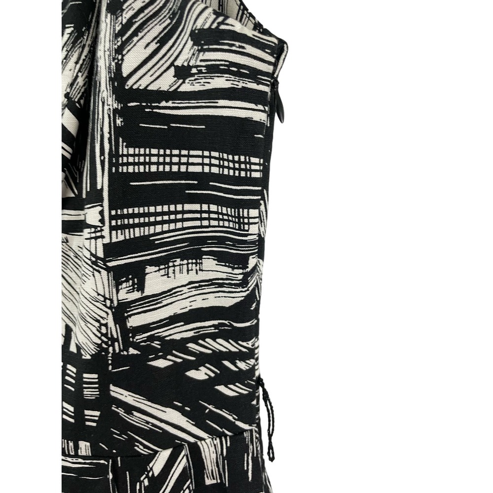 Coldwater Creek Size 8 Dress Black White A Line V Neck Modern Sleek Zipper - Picture 7 of 7